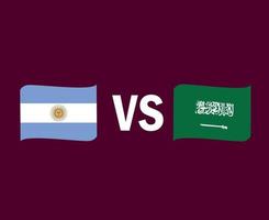 argentinien und saudi-arabien flaggenband symbol design asien und lateinamerika fußball finale vektor asiatische und lateinamerikanische länder fußballmannschaften illustration