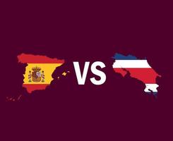 spanien och costa rica kartsymboldesign europa och nordamerika fotboll final vektor europa och nordamerikanska länder fotbollslag illustration