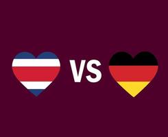 costa rica och tyskland flagga hjärta symbol design nordamerika och europa fotboll final vektor nordamerikanska och europeiska länder fotbollslag illustration