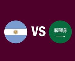 argentina och saudiarabien flagga symbol design asien och latinamerika fotboll final vektor asiatiska och latinamerikanska länder fotbollslag illustration