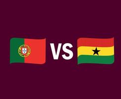 portugal och ghana flagga band symbol design afrikansk och europeisk fotboll final vektor afrikanska och europeiska länder fotbollslag illustration