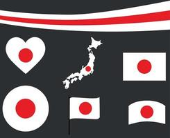 Japan flagga samling nationella asien emblem band symbol ikon vektor illustration abstrakt designelement