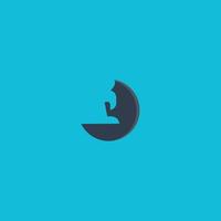 Design-Logo eines tierischen Wolfs- oder Fuchsvektors isoliert mit blauem Hintergrund vektor