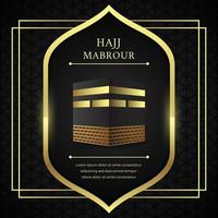 hajj mabrour illustration mit kaaba gold und schwarzem vektorhintergrund vektor