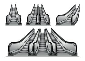 Rolltreppenaufzug-Mockup-Set, realistischer Stil vektor