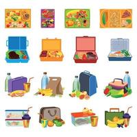 Lunchbox-Icons Set, Cartoon-Stil vektor