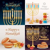 Hanukkah banner set, realistisk stil vektor