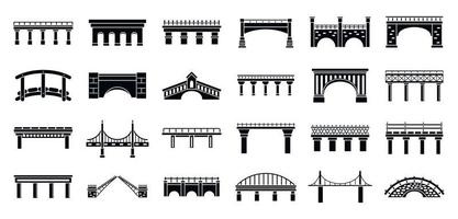 Straßenbrücken Symbole gesetzt, einfachen Stil vektor
