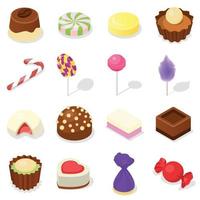 Süßigkeiten-Icon-Set, isometrischer Stil vektor