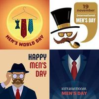 mens day banner set, cartoon-stil vektor