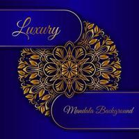 Luxus-Mandala-Hintergrund blau und gold vektor