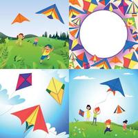 Kite-Banner-Set, Cartoon-Stil vektor