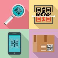 QR-Code-Icons gesetzt, flacher Stil vektor