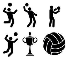volleyboll ikoner set, enkel stil vektor