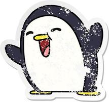 beunruhigter Aufkleber-Cartoon kawaii eines niedlichen Pinguins vektor