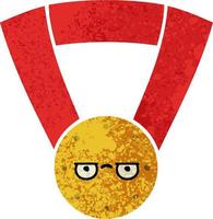 Cartoon-Goldmedaille im Retro-Illustrationsstil vektor