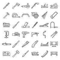 Tischler arbeiten Icon Set, Outline-Stil vektor