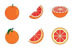 Grapefruit-Icons gesetzt, flacher Stil vektor