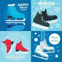 urlaub winter skaten banner set, flacher stil vektor