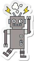 Aufkleber eines niedlichen Cartoon-Roboters mit Fehlfunktion vektor
