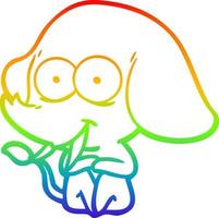 Regenbogen-Gradientenlinie, die glücklichen Cartoon-Elefanten zeichnet vektor