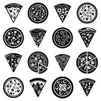 Pizza-Essen-Icon-Set, einfachen Stil vektor