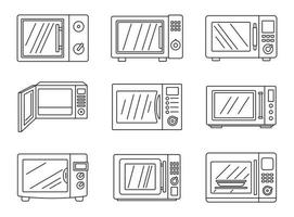 modernes Mikrowellen-Icon-Set, Outline-Stil vektor