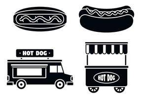 Hot-Dog-Wurst-Icon-Set, einfacher Stil vektor