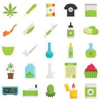 Cannabis-Icon-Set, flacher Stil vektor