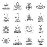 cannabis logotyp set, konturstil vektor