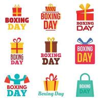 Boxing Day Logo-Set, flacher Stil vektor