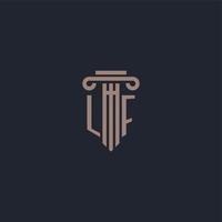 lf anfängliches Logo-Monogramm mit Säulendesign für Anwaltskanzlei und Justizgesellschaft vektor