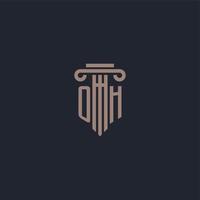 oh initiales Logo-Monogramm mit Design im Säulenstil für Anwaltskanzlei und Justizgesellschaft vektor