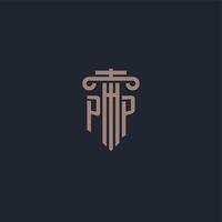 pp initial logotyp monogram med pelare stil design för advokatbyrå och rättvisa företag vektor