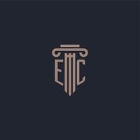 ec initialt logotyp monogram med pelare stil design för advokatbyrå och rättvisa företag vektor