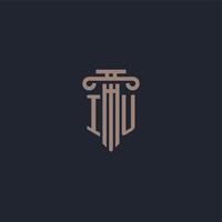 iu initialt logotypmonogram med pelarstilsdesign för advokatbyrå och rättviseföretag vektor