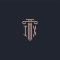 ix initialt logotypmonogram med pelarstilsdesign för advokatbyrå och rättviseföretag vektor