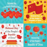 nationaldag i Kina banner set, platt stil vektor