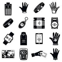 NFC-Technologie-Kauf-Icon-Set, einfacher Stil vektor