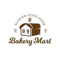 Toastbrot-Bäckerei mit Vintage-Retro-Logo-Design des Hausmart-Marktes vektor