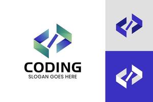 moderne Logos von Code zum Codieren, Programmieren von Farbverlauf-Logo-Vorlagen vektor