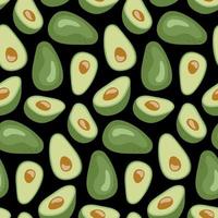 Nahtloses Muster mit handgezeichneter Avocado. Wiederholter Vektorhintergrund mit halber und ganzer Avocadofrucht. vektor