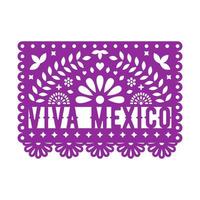 papel picado, mexikanska pappersdekorationer för fest. pappersgirlang. klippa ut kompositioner med text viva mexico. vektor mall design.