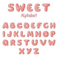 handgezeichnete Donut-Buchstaben. rosa Donuts abc. Spaß-Alphabet. Vektorvorlage für Ihr Design. vektor