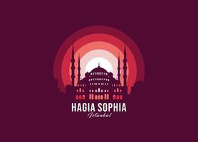 hagia sophia av istanbul logotyp. världens största arkitekturillustration. modern månsken symbol vektor. eps 10 vektor