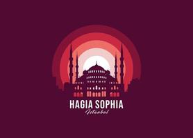 hagia sophia von istanbul logotyp. weltgrößte architekturillustration. moderner Mondlicht-Symbolvektor. Folge 10 vektor