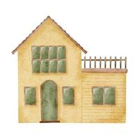 akvarell klassiska hus med staket tecknad ClipArt vektor