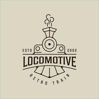 Lokomotive Linie Kunst Logo Vektor einfache minimalistische Illustration Vorlage Symbol Grafikdesign. Retro- oder Vintage-Zugzeichen oder Symbol für den Transport mit Typografiekonzept