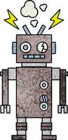 Retro-Grunge-Textur Cartoon fehlerhafter Roboter vektor