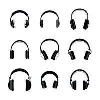 Kopfhörer Musiklautsprecher Symbole gesetzt, einfacher Stil vektor